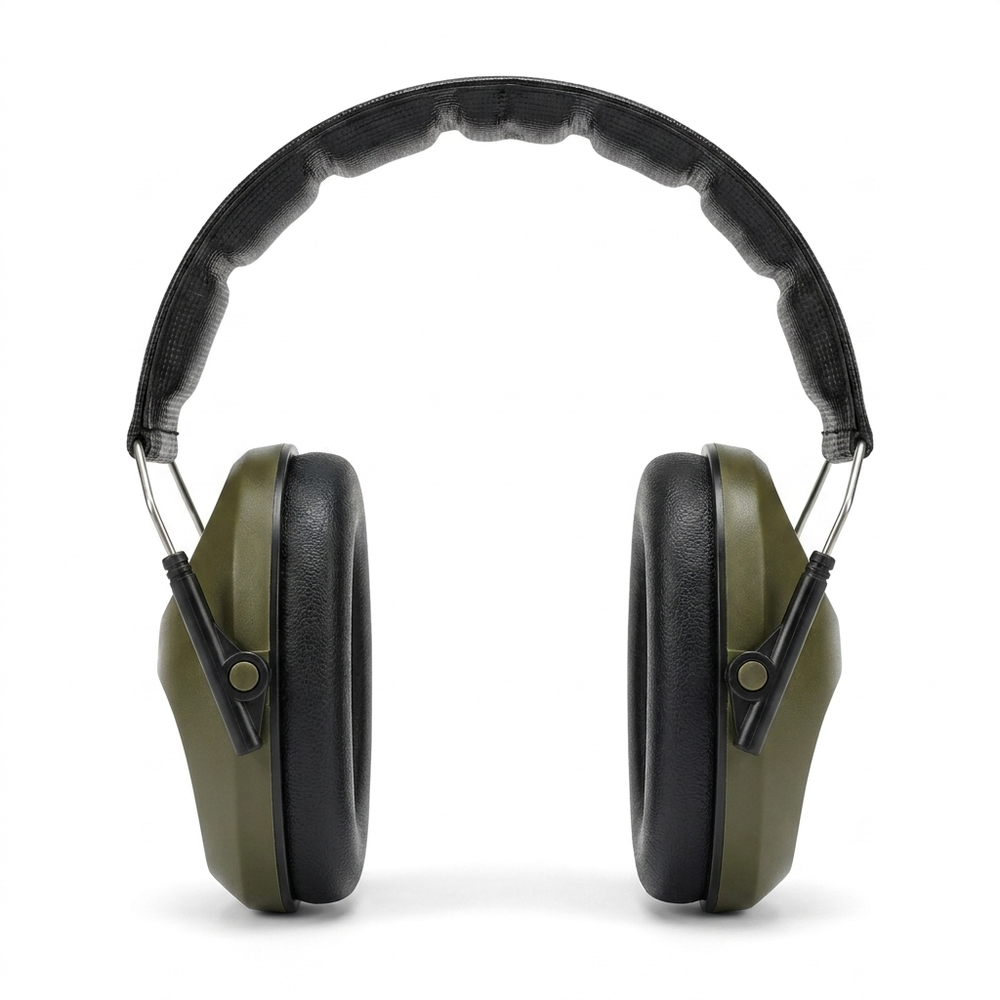 24dB folding ear defender muffs upright on a white background